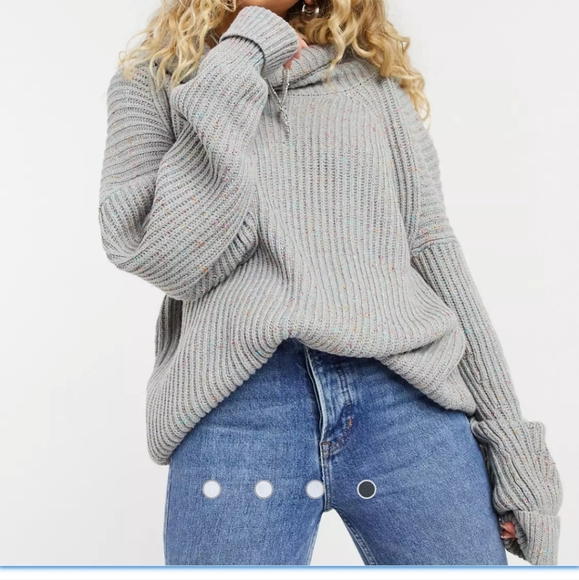 Free People Leo roll neck ribbed tunic  sweater - Picture 1 of 16